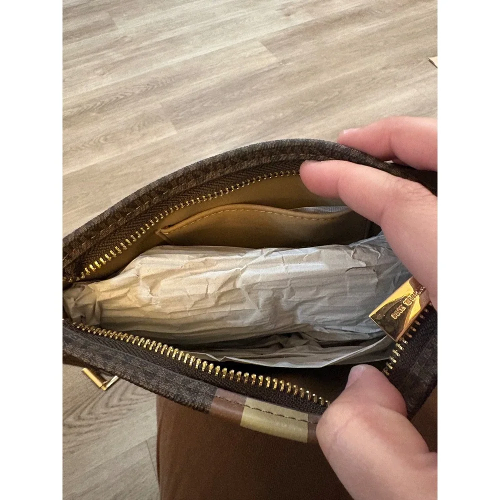 Michael Kors MK Monogram Brown Waist Bag Belt Bag Gold Hardware
